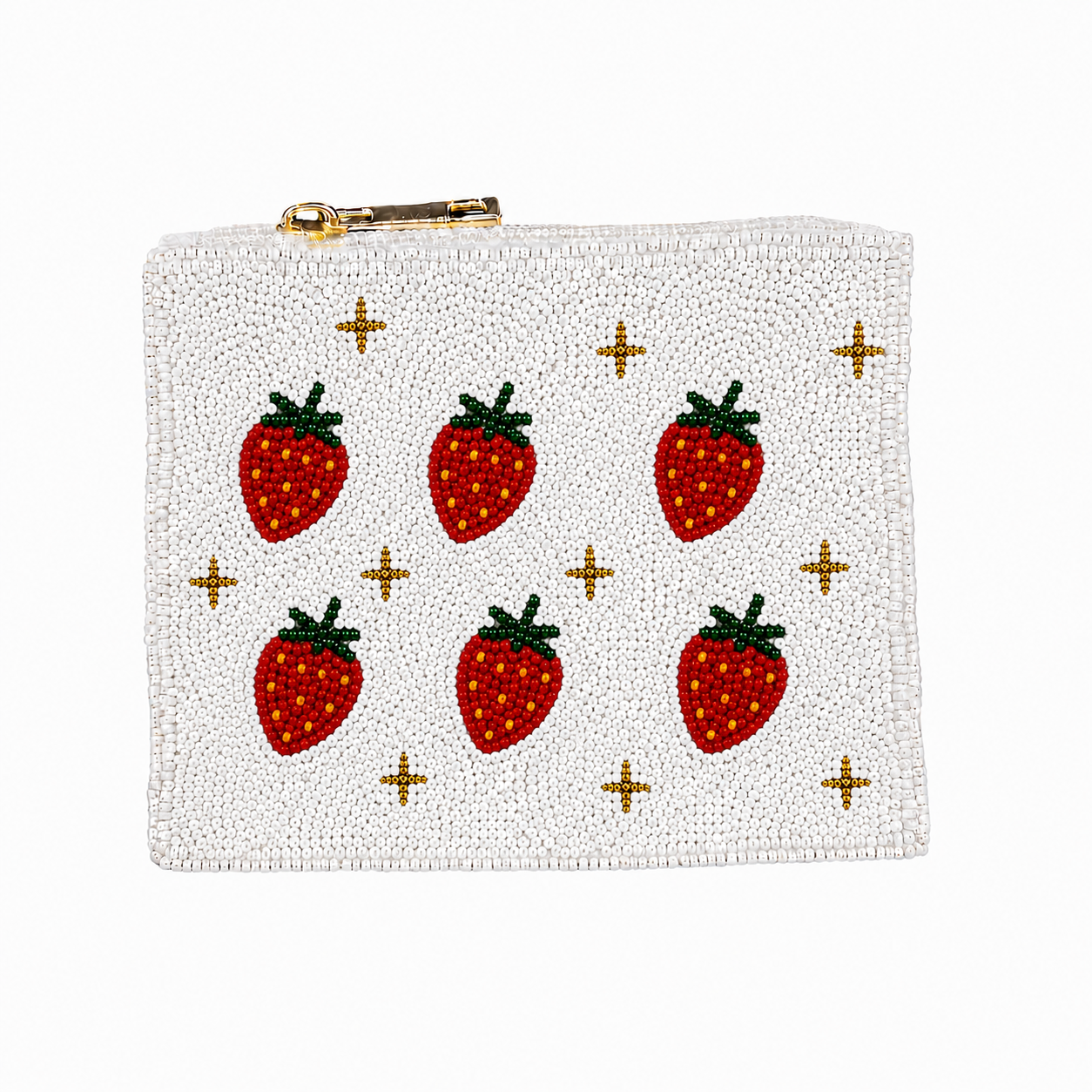 Handmade Strawberry Beaded Coin Purse Cute Fruit Pouch