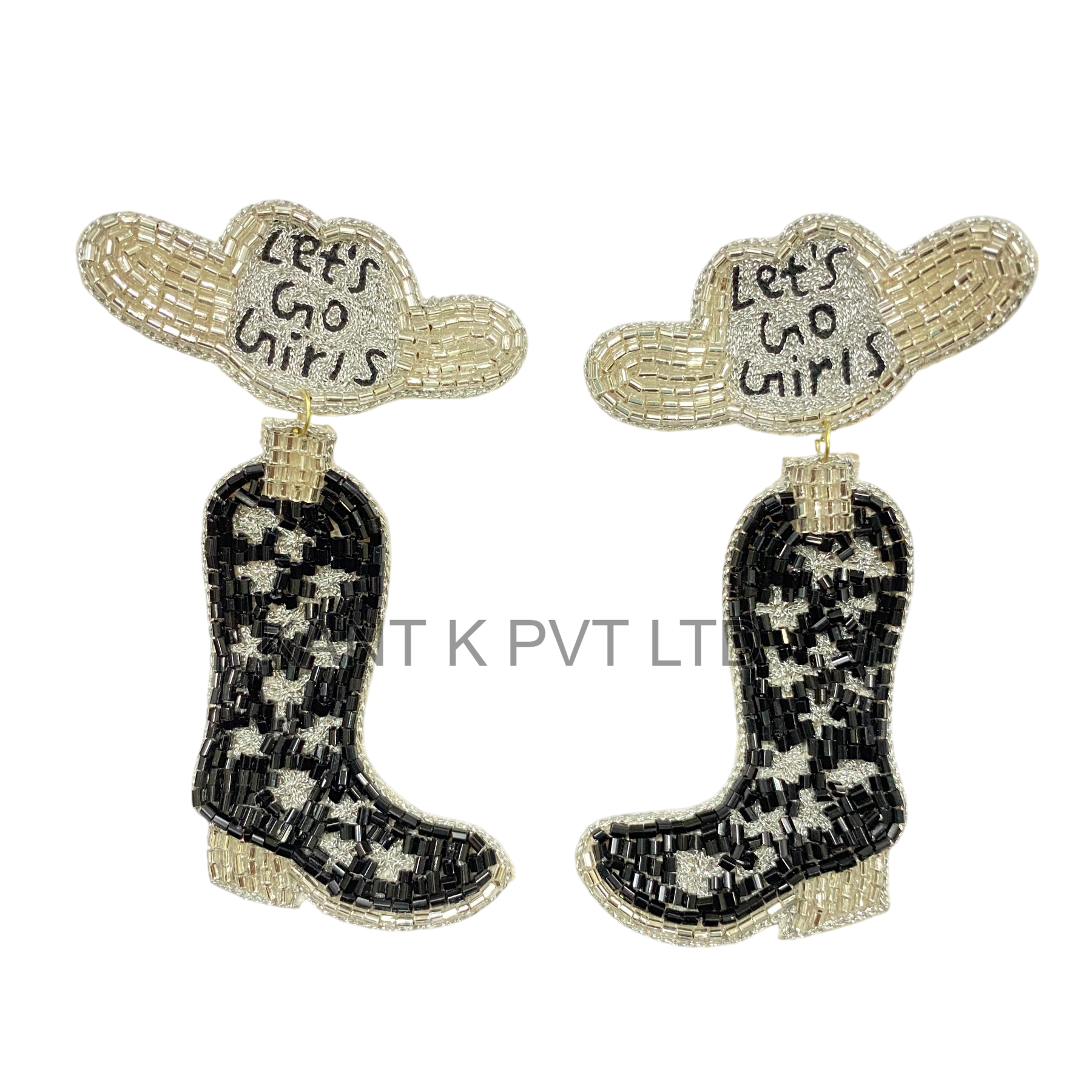 Let’s Go Girls Pink Cowboy Boot Beaded Earrings