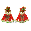 Beaded Ugly Sweater Reindeer Earrings Festive Holiday Statement Jewelry