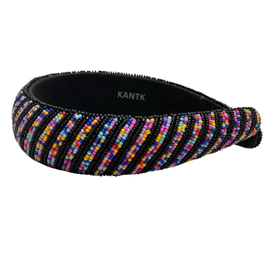 Artisan Crafted Rainbow Stripe Beaded Headband