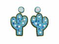 Handmade Cactus Charm Beaded Earrings