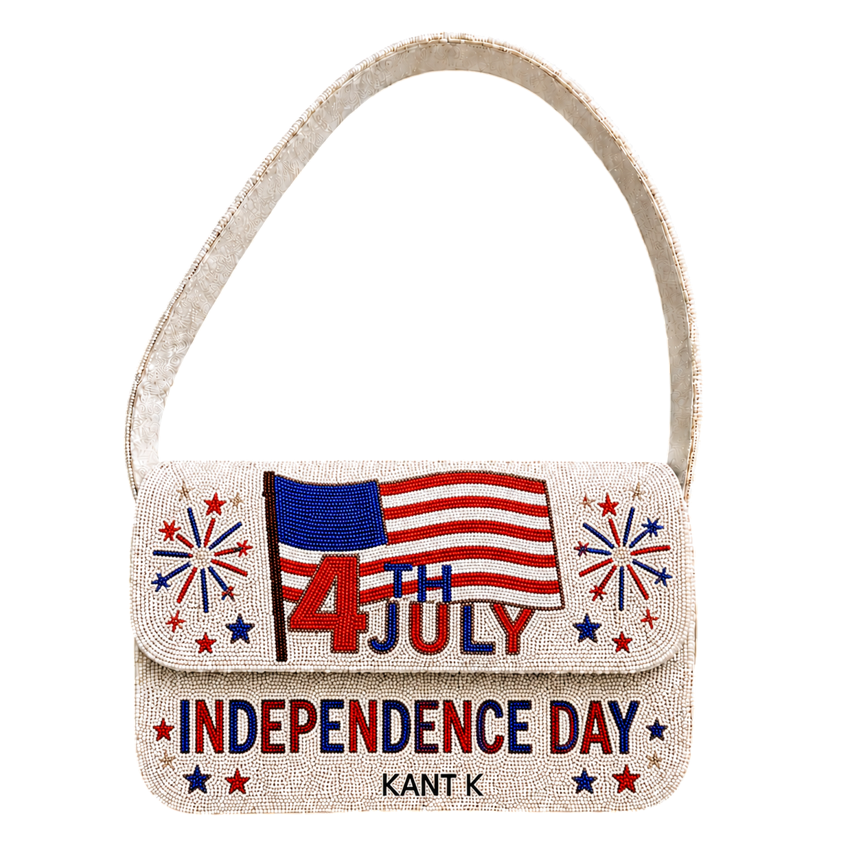 4th of July Handmade Beaded Handbag American Flag Shoulder Purse