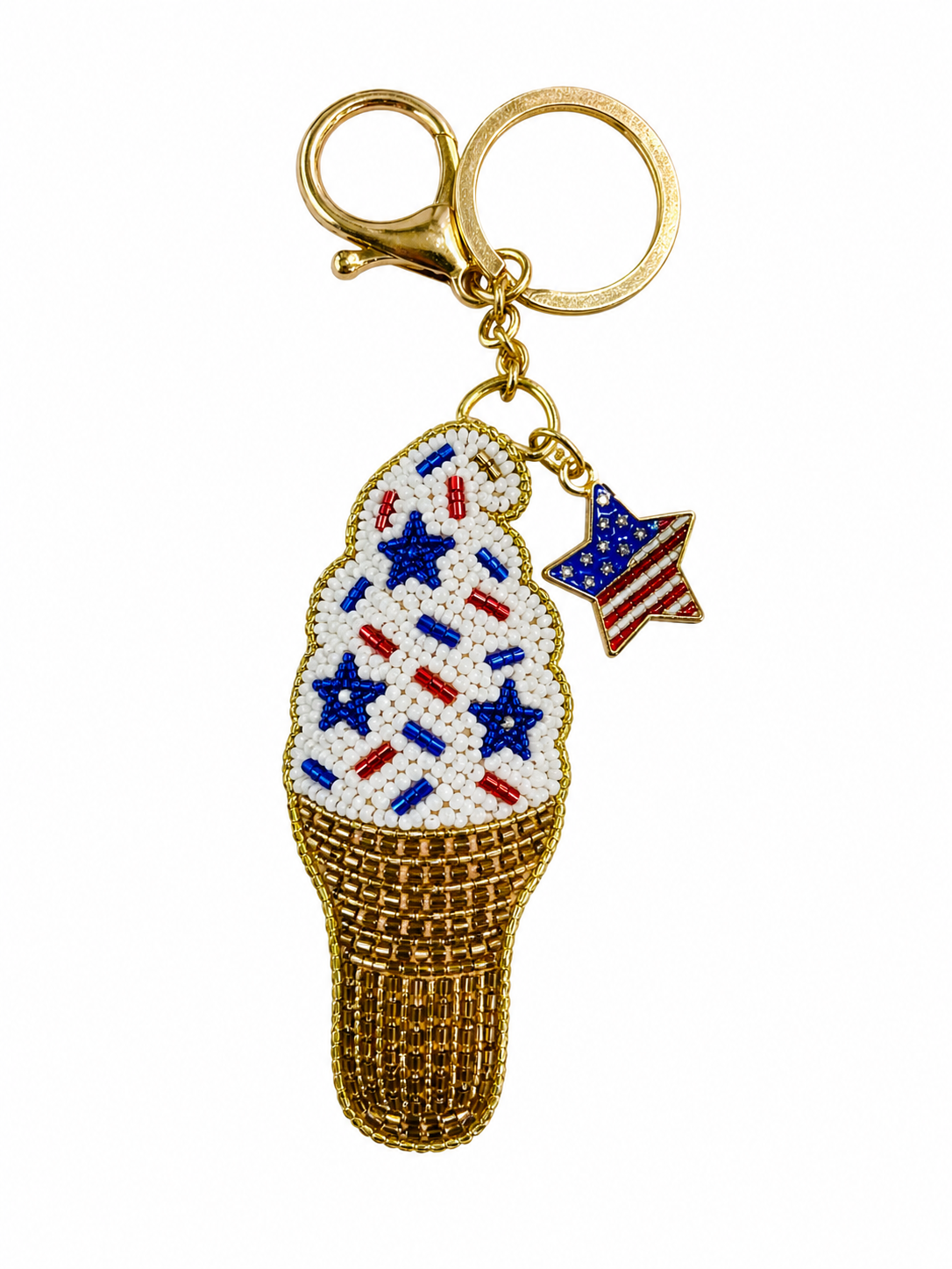 4th of July Beaded Charms Handmade Patriotic Keychains