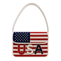 Handcrafted USA Red, White & Blue Beaded Shoulder Bag Patriotic American Flag Inspired Handbag