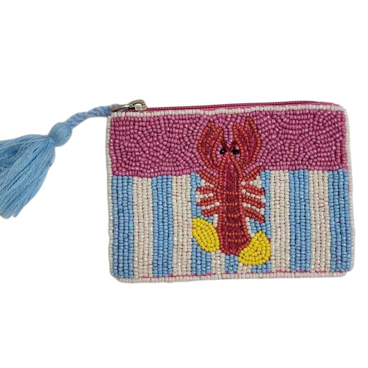 Handmade Lobster Beaded Coin Purse Ocean-Themed Mini Pouch