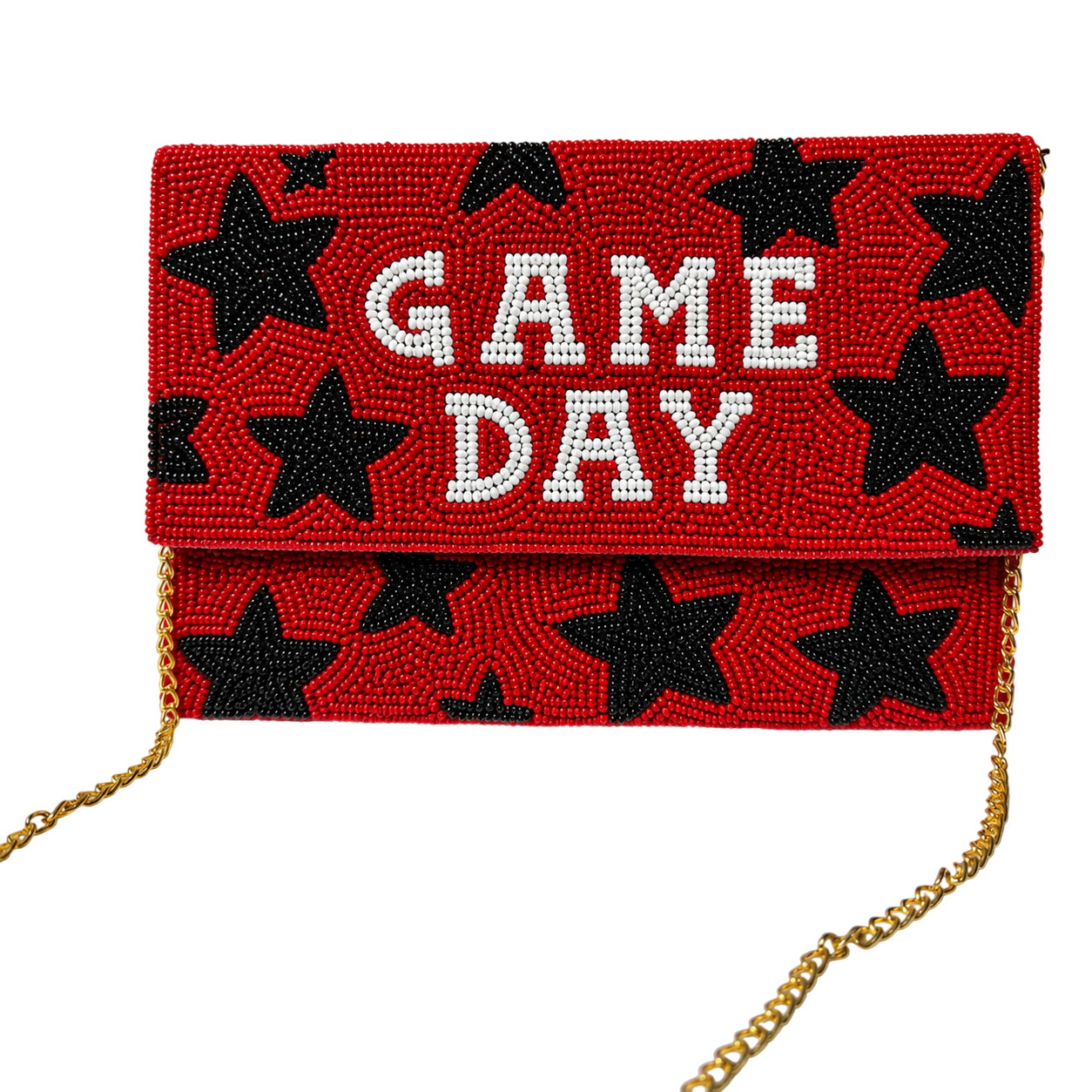 Handcrafted Maroon & Black Gameday Beaded Clutch