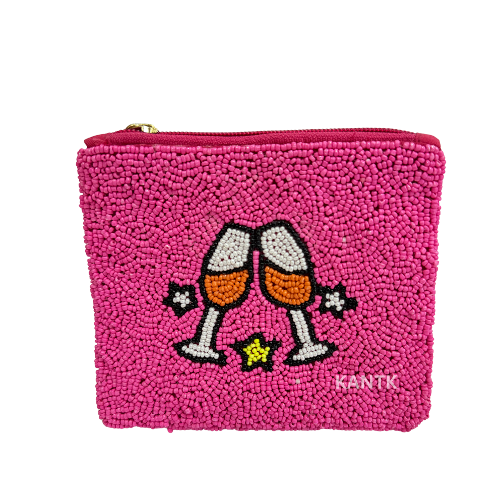 Cheers Glasses Beaded Coin Purse