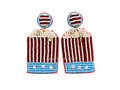 Red, White & Blue Embroidered Beaded Earrings