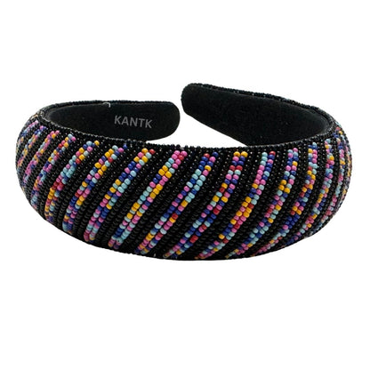 Artisan Crafted Rainbow Stripe Beaded Headband