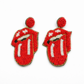 Red Tongue Bead Earrings Fun and Unique Statement Jewelry for Women Playful Beaded Dangle Earrings
