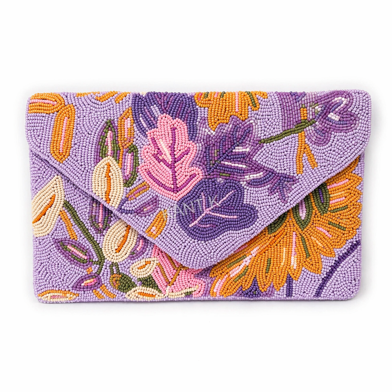 Floral Beaded Clutch Purse Multicolor Handmade Summer Clutch Bag