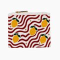 Handcrafted Lemon Beaded Coin Purse with Red & White Stripes