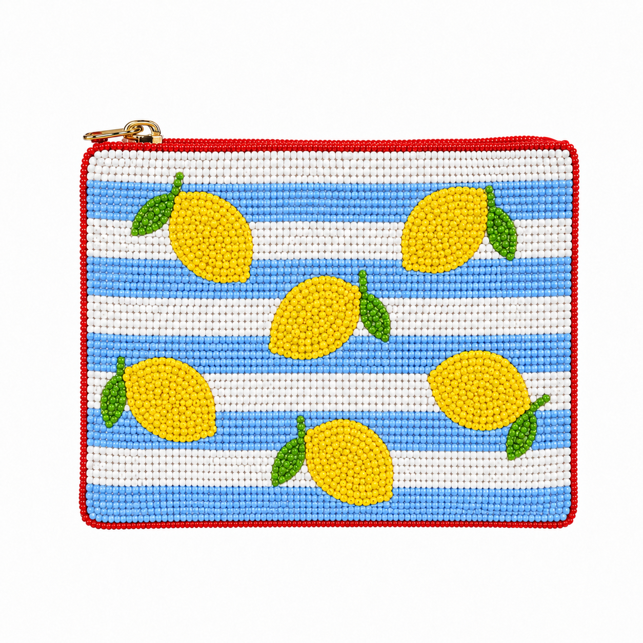 Handmade Lemon Beaded Coin Purse Cute Fruit Design Mini Pouch
