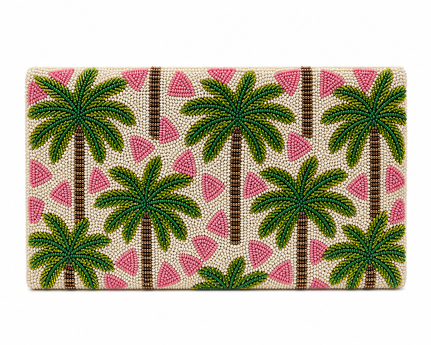 Tropical Palm Tree Beaded Clutch Handmade Summer Statement Bag