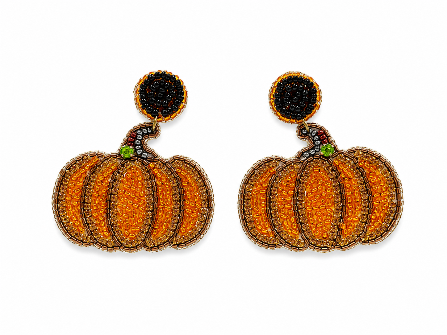 Handmade Beaded Halloween Pumpkin Earrings