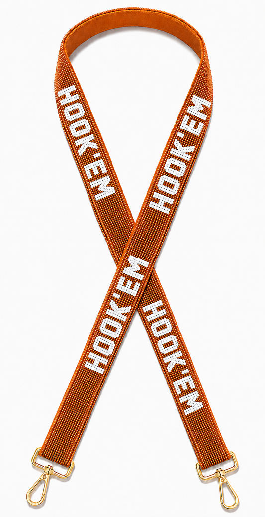 Hook'Em Beaded Bag Strap Handmade Game Day Purse Strap