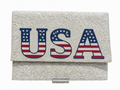 USA 4th of July Beaded Clutch Patriotic Red, White & Blue Bag