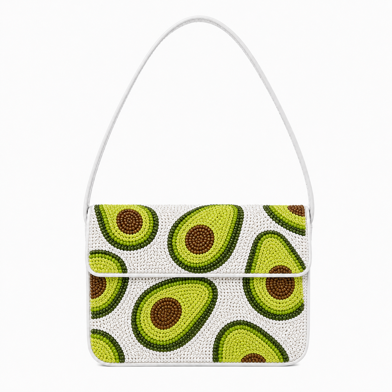 Avocado Beaded Shoulder Bag Handmade Cute Fruit Design Purse