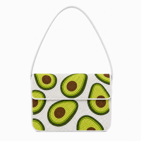 Avocado Beaded Shoulder Bag Handmade Cute Fruit Design Purse