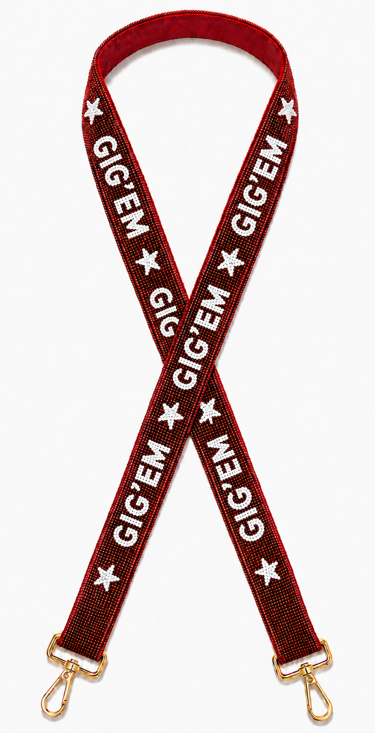 Handmade GIG'EM Beaded Bag Strap