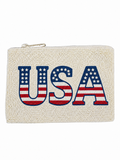Handmade American Flag Beaded Coin Purse for Women