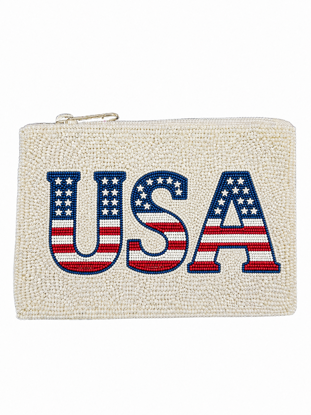 Handmade American Flag Beaded Coin Purse for Women