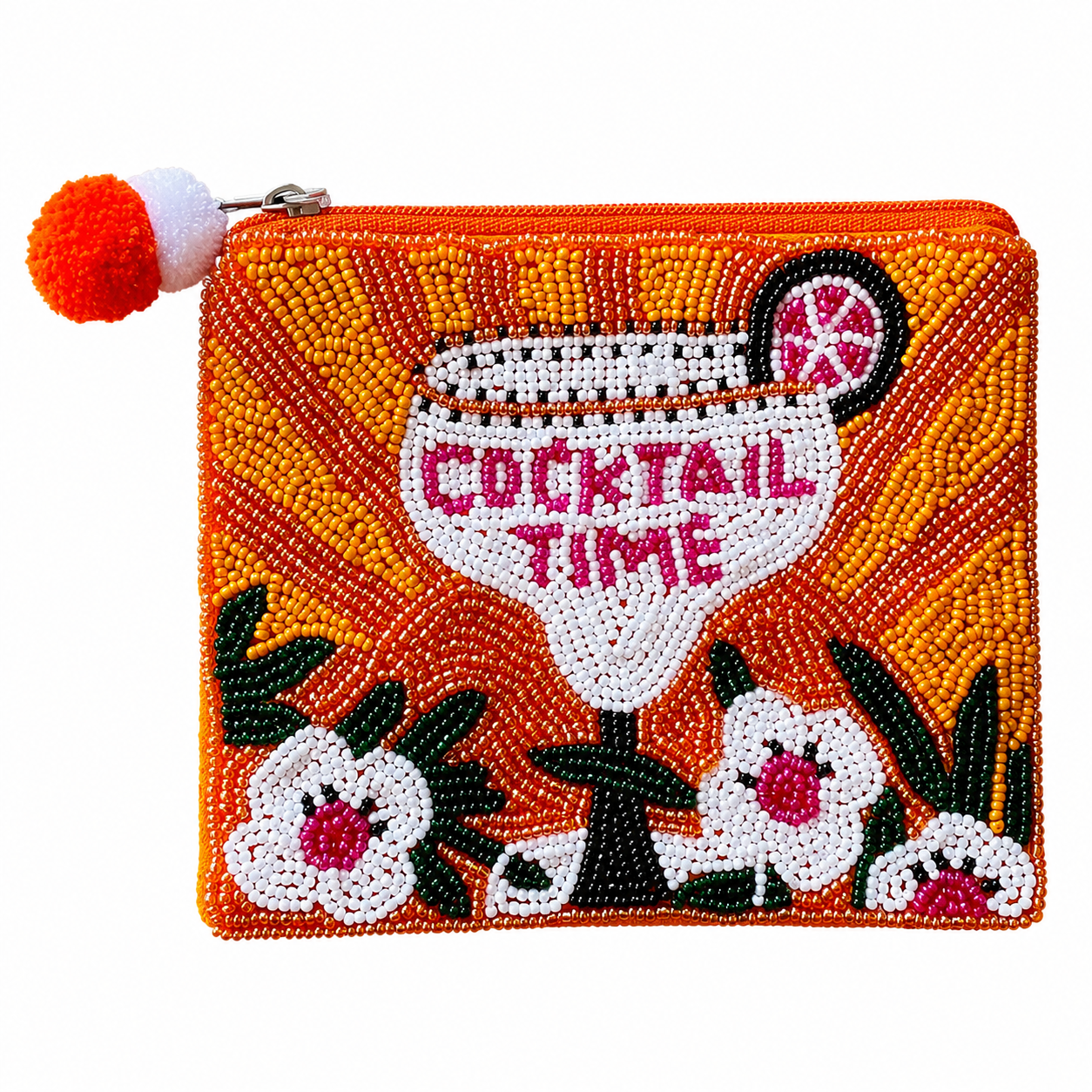 Cocktail Time Beaded Coin Purse