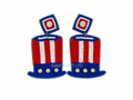 patriotic Hat design Red White and Blue Earrings