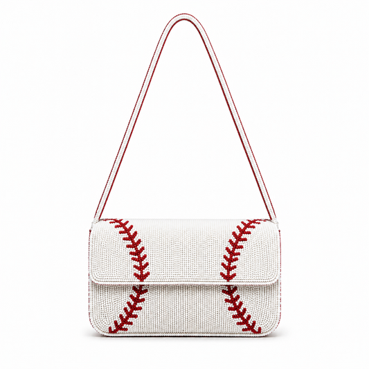 Baseball Beaded Shoulder Bag for Women, Sparkly Baseball Crossbody Purse