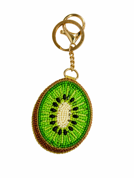 Handmade Kiwi Beaded Keychain Cute Fruit Charm