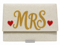 MRS White and Gold Beaded Bridal Clutch Wedding Handbag for Bride