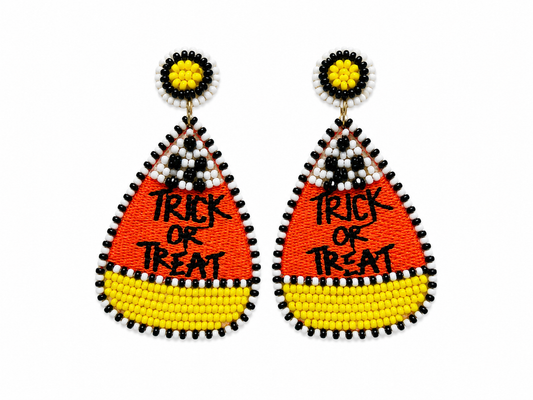 TRICK OR TREAT Colorful Candy Corn Beaded Earrings