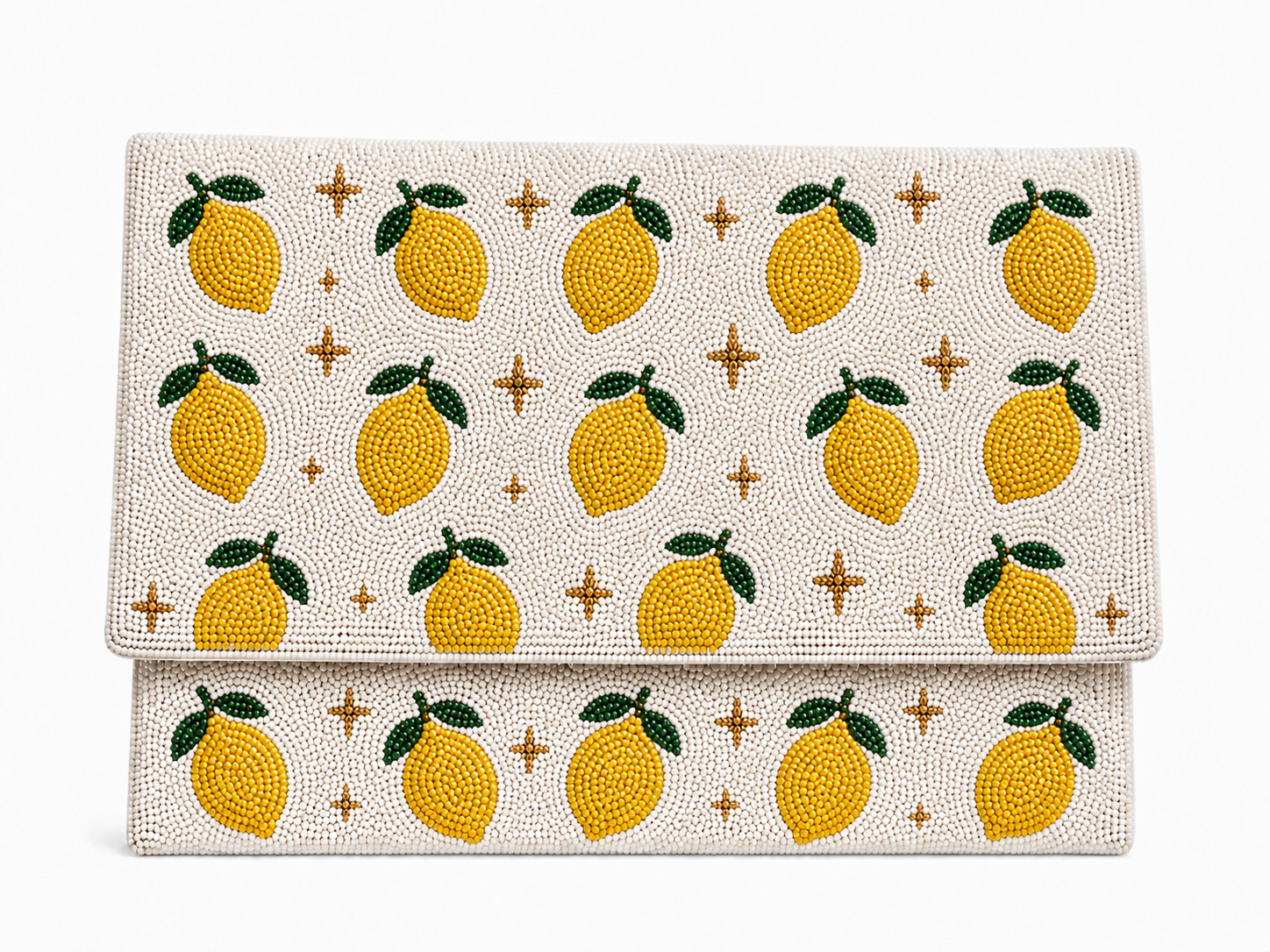 Hand-Beaded Lemon Clutch Fresh Summer Party Bag