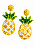Handmade Pineapple Beaded Earrings Tropical Fruit Jewelry