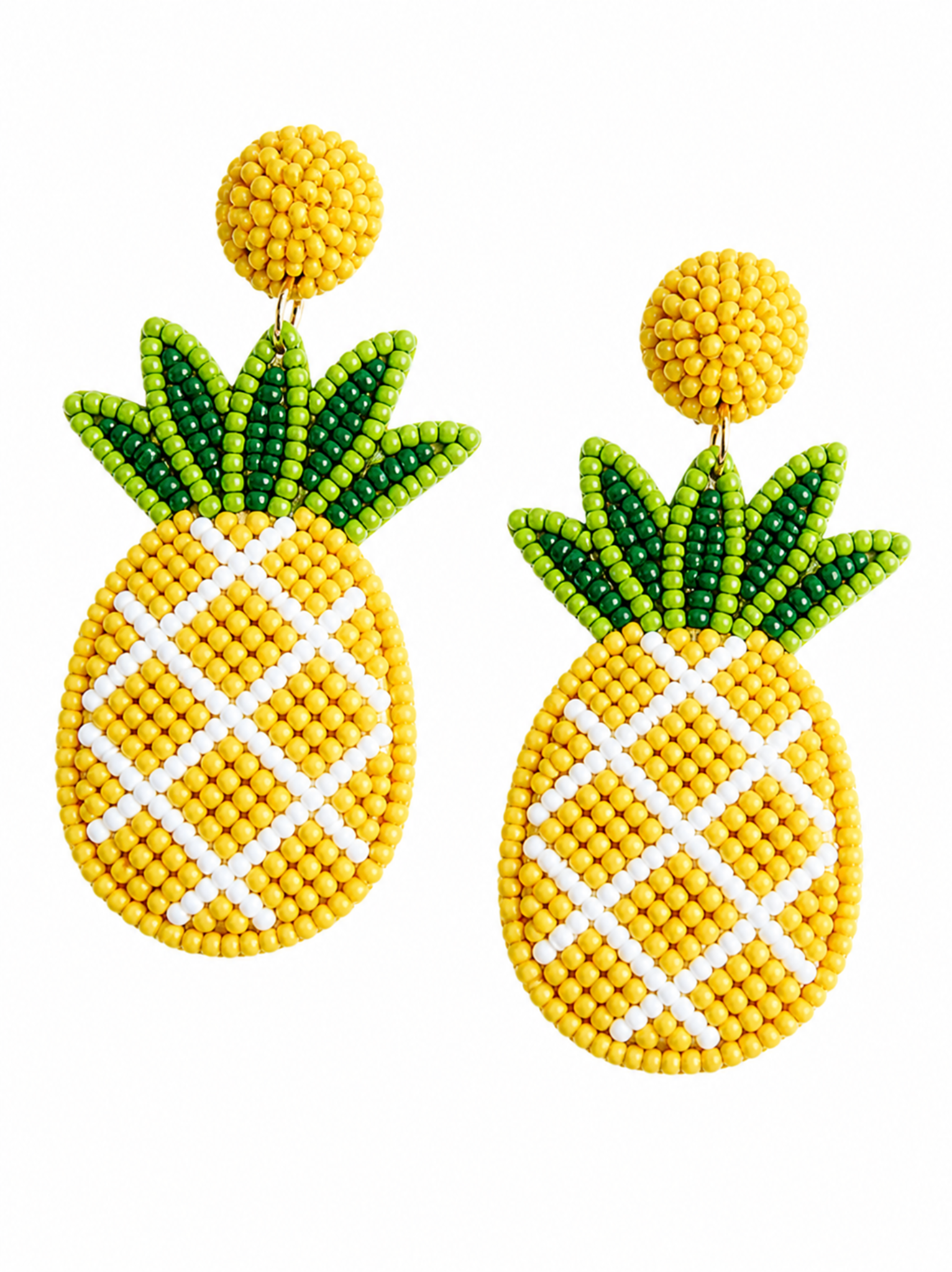 Handmade Pineapple Beaded Earrings Tropical Fruit Jewelry
