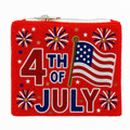 Handmade Patriotic American Theme Hand-Beaded Coin Bag