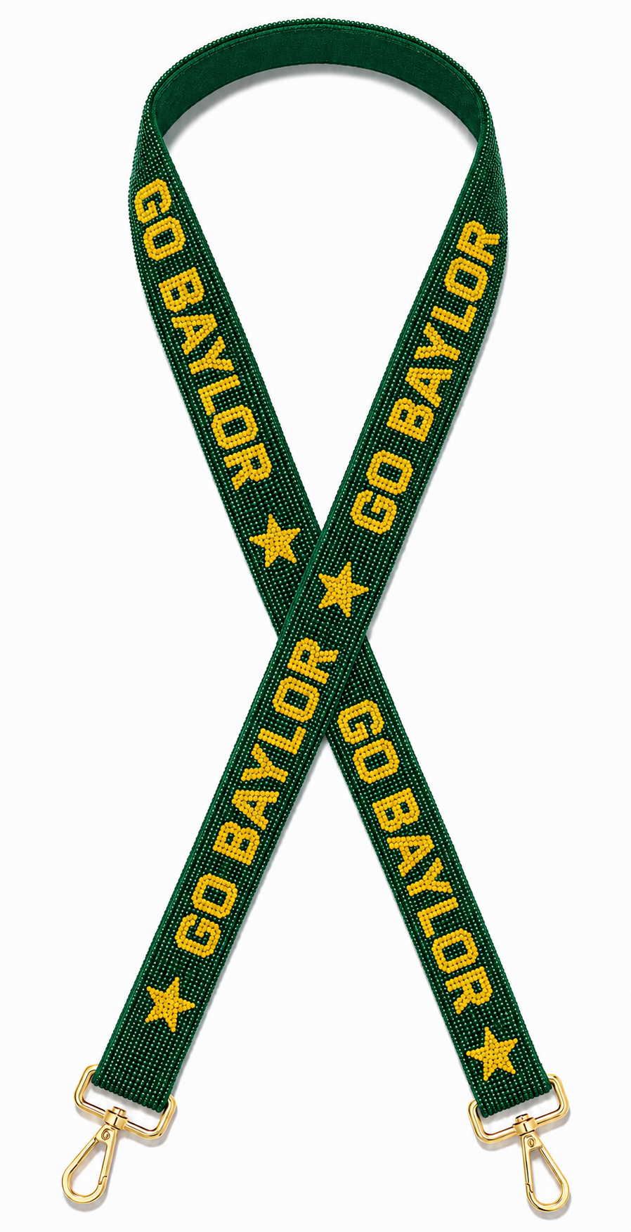 Go Baylor Gameday Beaded Strap Green & Yellow College Football Bag Strap