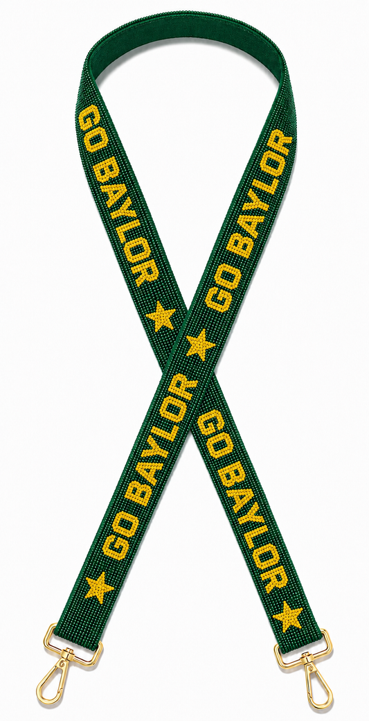 Go Baylor Gameday Beaded Strap Green & Yellow College Football Bag Strap