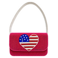 Patriotic 4th of July Heart Beaded Shoulder Bag Red White & Blue American Flag Purse