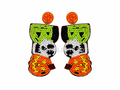 Handmade BOO Seed Bead Statement Earrings