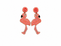 Beaded Flamingo Earrings Handmade Tropical Statement Jewelry