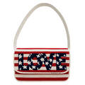 Patriotic LOVE Beaded Shoulder Bag Handcrafted Red White & Blue Statement Purse
