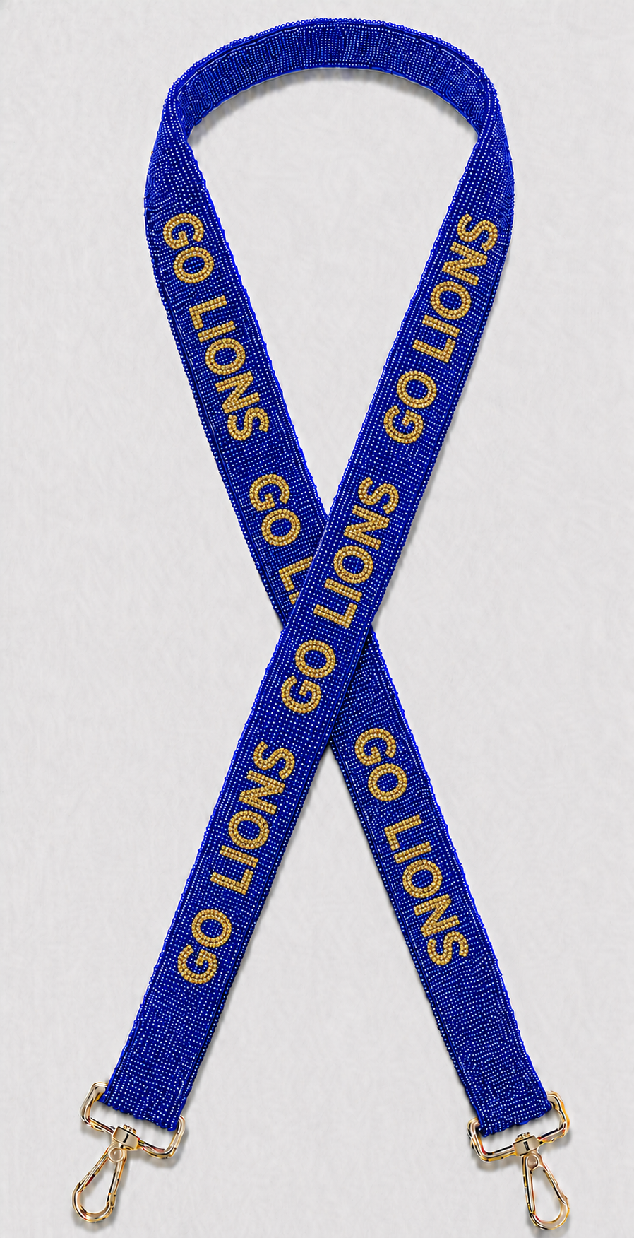 GO LIONS Beaded Bag Strap Handmade Blue & Gold Game Day Purse Strap