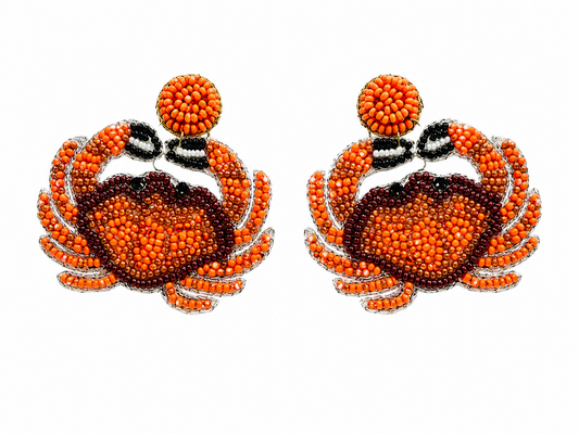Handmade Crab Beaded Earrings Cute Ocean Jewelry