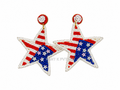 Handmade Patriotic USA Flag Star Beaded Earrings
