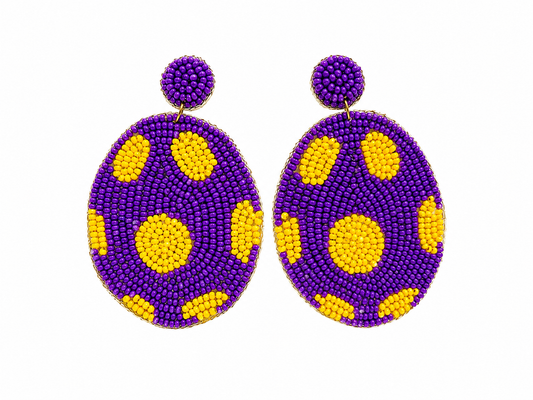 Purple & Yellow Handmade Beaded Earrings