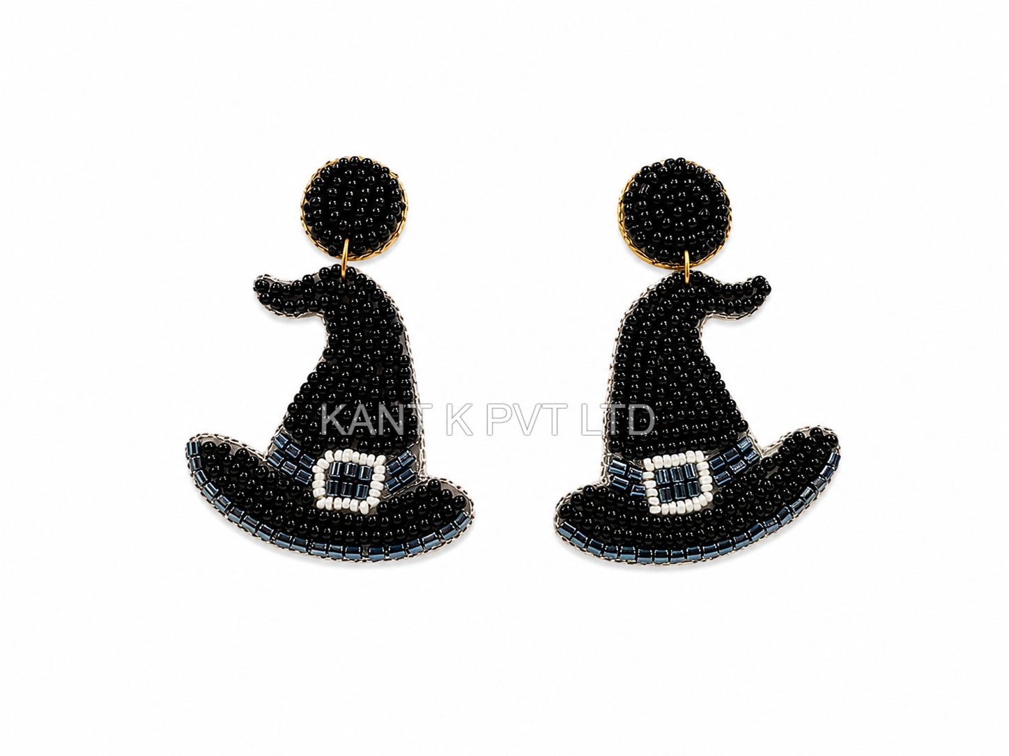 Handmade Beaded Witch Hat Earrings