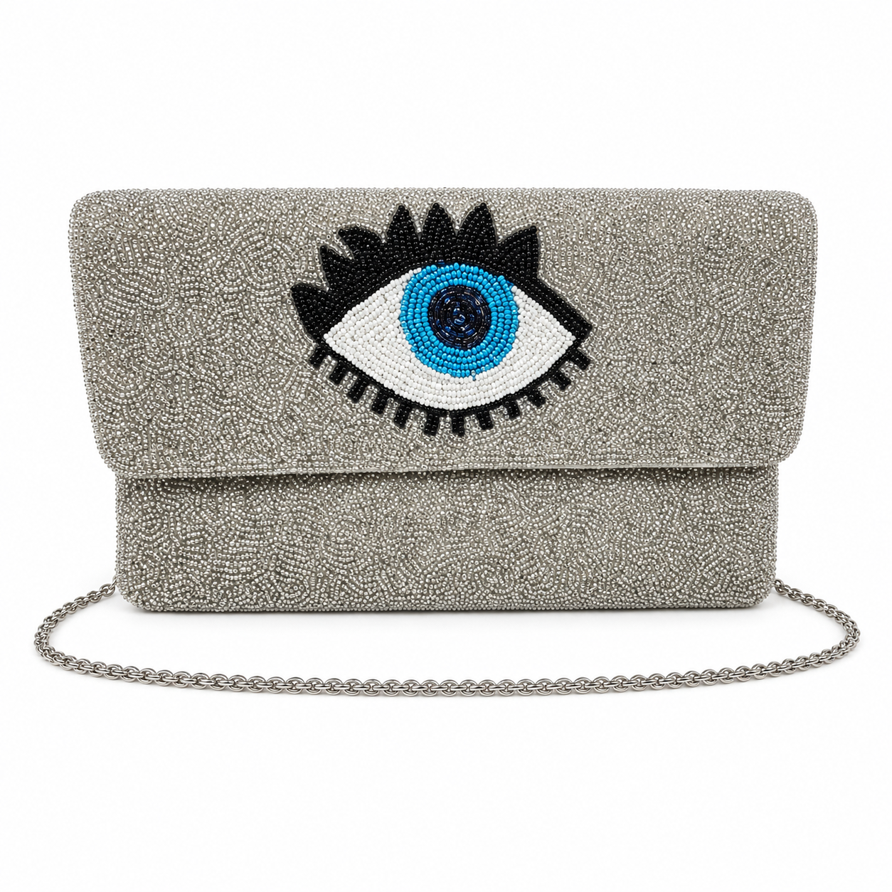 Handcrafted Evil Eye Beaded Clutch Bag Boho Statement Evening Purse