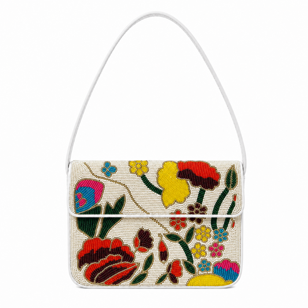 Handcrafted Floral Beaded Shoulder Bag for Women