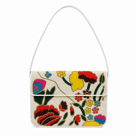 Handcrafted Floral Beaded Shoulder Bag for Women